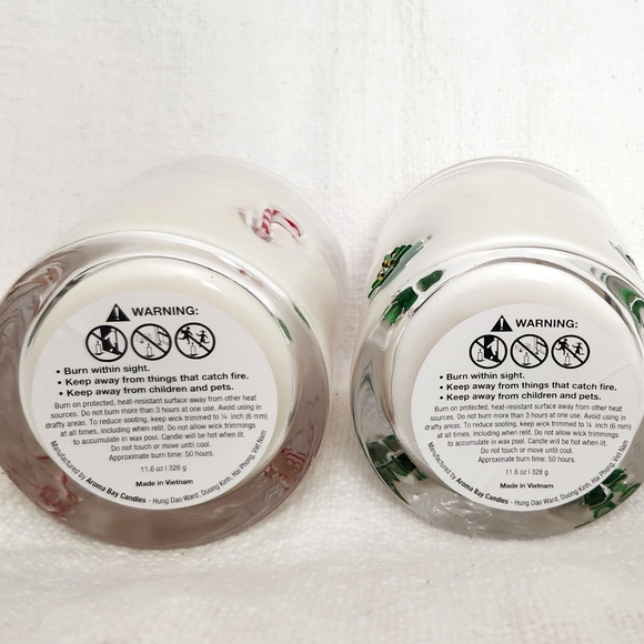 Set of 2 Christmas Glass Candles - Candy Cane & Green Christmas Tree - New - Picture 6 of 6